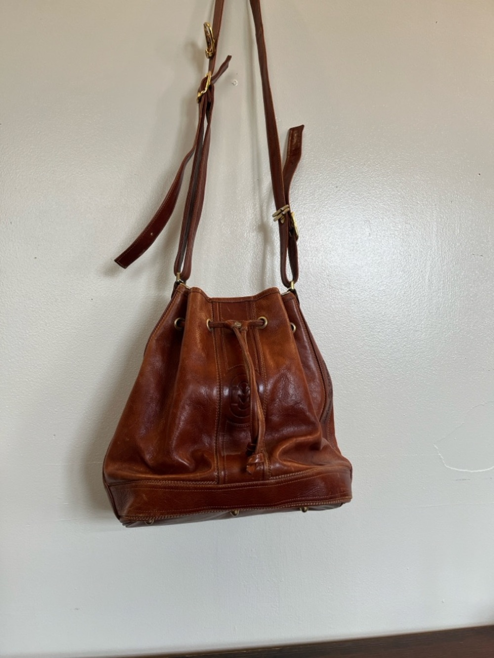Marino Orlandi Brown Leather Drawstring Bucket Bag